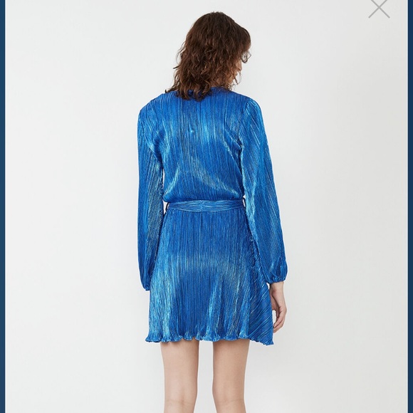 BARDOT BELLISSA PLEAT DRESS IN VIBRANT BLUE SIZE L - Picture 5 of 6